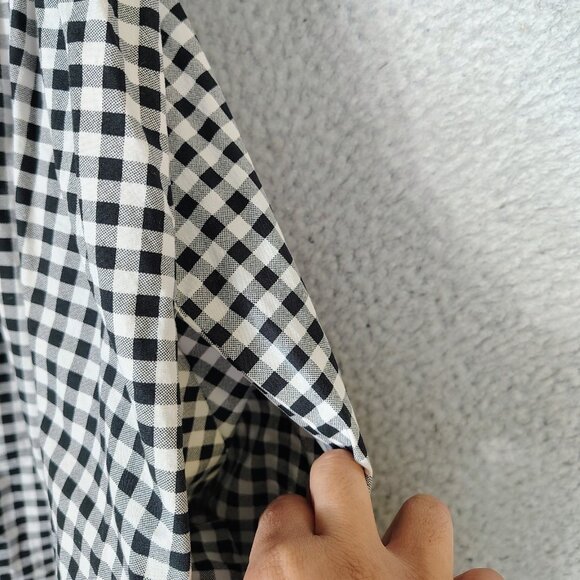 Bcbgeneration Midi Dress Women's Small Black White Gingham Check Poplin Smocked - Picture 10 of 12